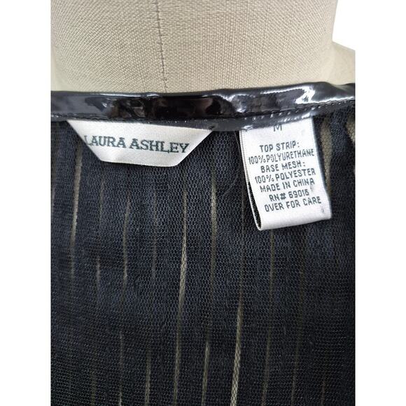 Women's Laura Ashley Black Shining Polyurethane Semi Sheer Zip Up Jacket Sz M - Picture 5 of 5